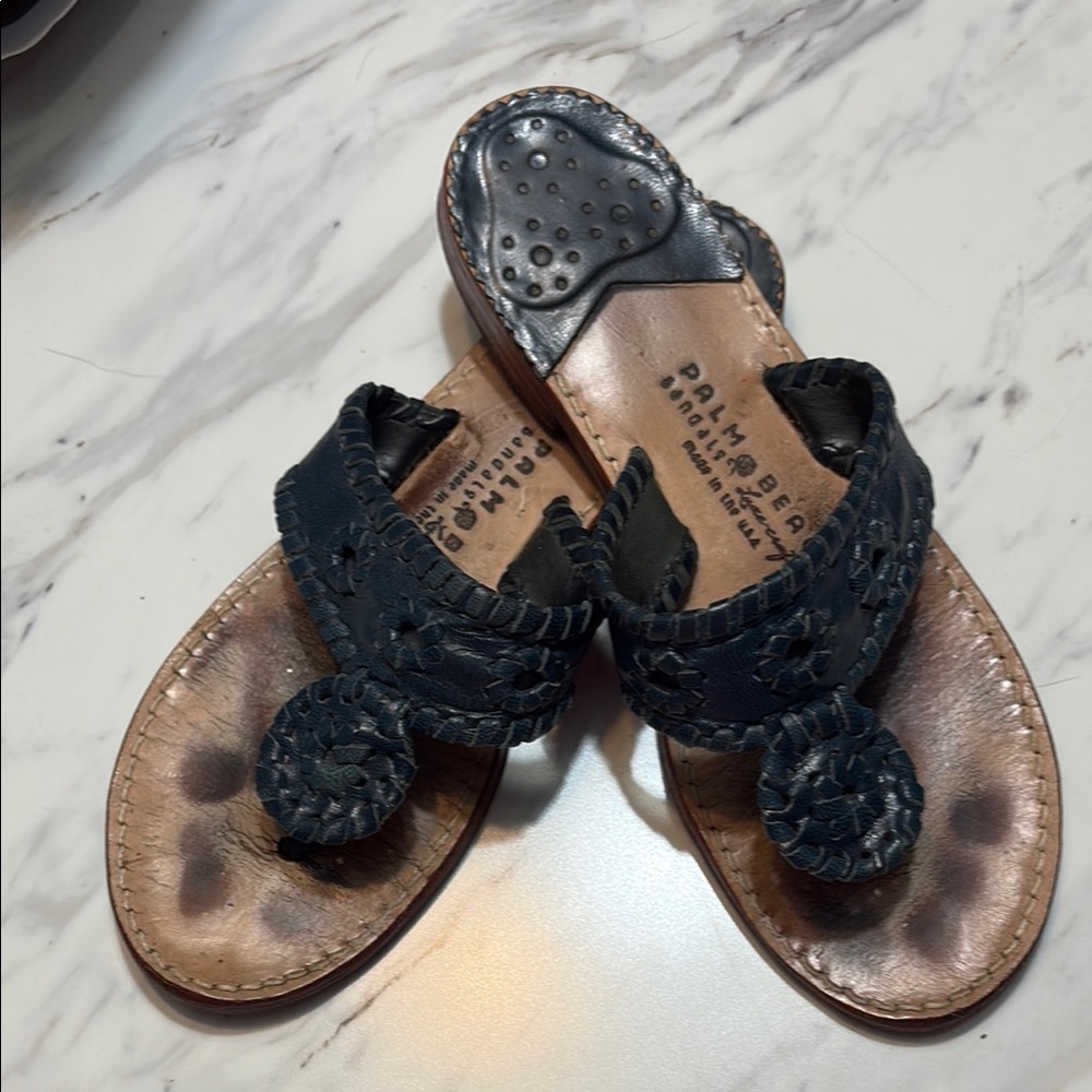 Palm Beach Sandals Black Woven Flat Sandals